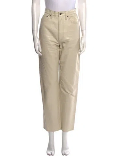 Pre-owned Agolde Leather Straight Leg Pants In Neutral
