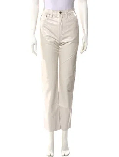Pre-owned Agolde Leather Straight Leg Pants In Neutral