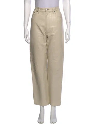 Pre-owned Agolde Leather Straight Leg Pants In Neutral