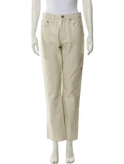 Pre-owned Agolde Leather Straight Leg Pants In Neutral