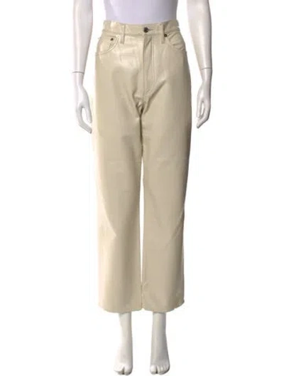 Pre-owned Agolde Leather Straight Leg Pants In Neutral