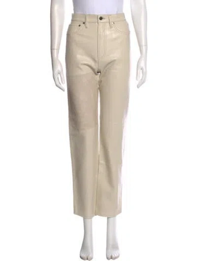 Pre-owned Agolde Leather Straight Leg Pants In Neutral