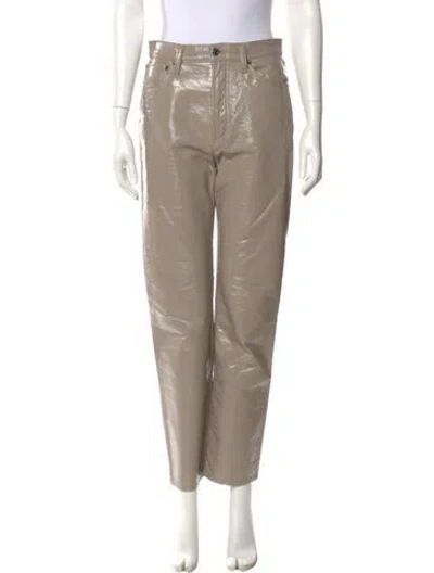 Pre-owned Agolde Leather Straight Leg Pants In Neutral