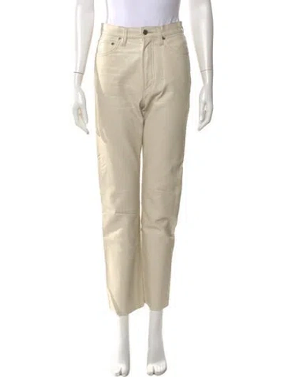 Pre-owned Agolde Leather Straight Leg Pants In Neutral