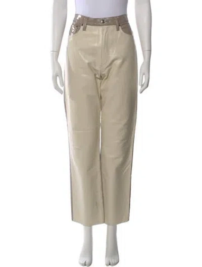 Pre-owned Agolde Leather Straight Leg Pants In Neutral