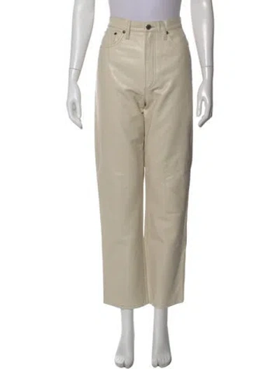 Pre-owned Agolde Leather Straight Leg Pants In Neutral