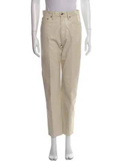 Pre-owned Agolde Leather Straight Leg Pants In Neutral