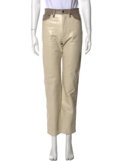 Pre-owned Agolde Leather Straight Leg Pants In Neutral