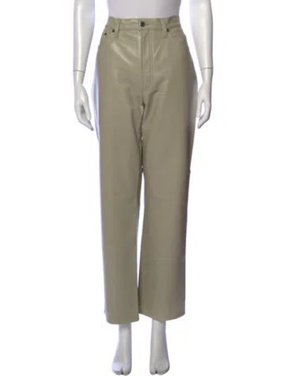 Pre-owned Agolde Leather Straight Leg Pants In Neutral