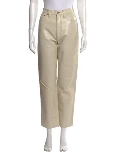 Pre-owned Agolde Leather Straight Leg Pants In Neutral
