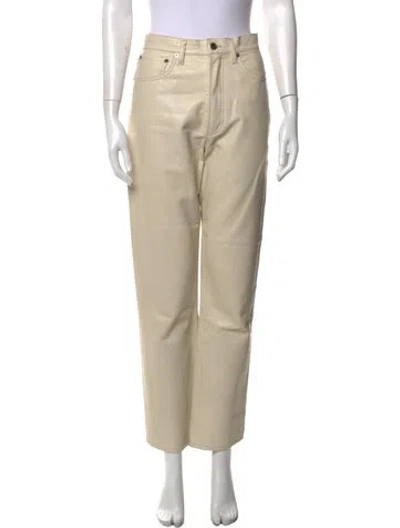 Pre-owned Agolde Leather Straight Leg Pants In Neutrals