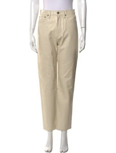 Pre-owned Agolde Leather Straight Leg Pants In Neutrals