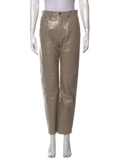 Pre-owned Agolde Leather Straight Leg Pants In Neutrals