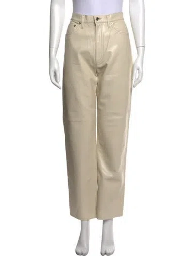 Pre-owned Agolde Leather Straight Leg Pants In Neutrals