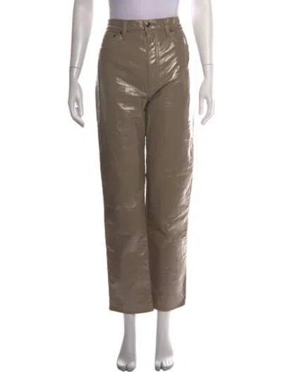 Pre-owned Agolde Leather Straight Leg Pants In Neutrals