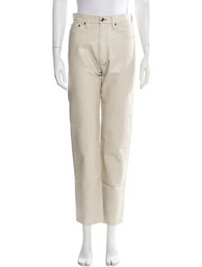 Pre-owned Agolde Leather Straight Leg Pants In Neutrals