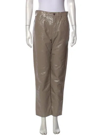 Pre-owned Agolde Leather Straight Leg Pants In Neutrals