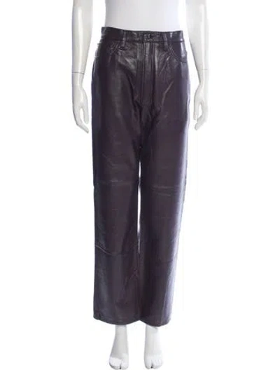 Pre-owned Agolde Leather Straight Leg Pants In Purple