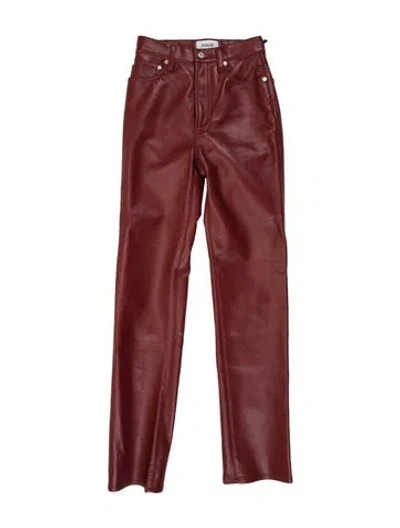 Pre-owned Agolde Leather Straight Leg Pants In Red