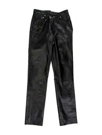 Pre-owned Agolde Leather Straight Leg Pants W/ Tags In Black