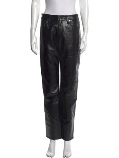 Pre-owned Agolde Leather Straight Leg Pants W/ Tags In Black