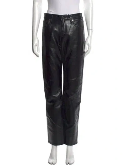 Pre-owned Agolde Leather Straight Leg Pants W/ Tags In Black