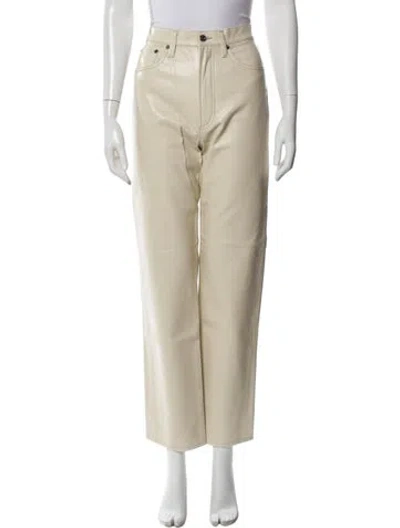 Pre-owned Agolde Leather Straight Leg Pants W/ Tags In Neutral