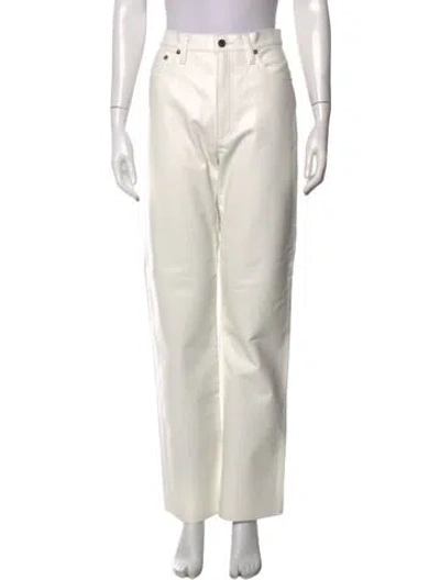 Pre-owned Agolde Leather Straight Leg Pants W/ Tags In Neutrals
