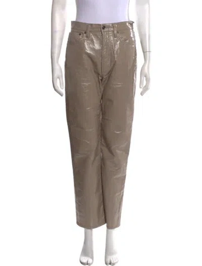 Pre-owned Agolde Leather Straight Leg Pants W/ Tags In Neutrals