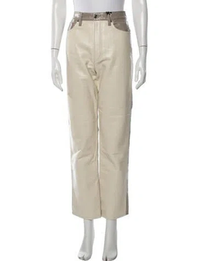 Pre-owned Agolde Leather Straight Leg Pants W/ Tags In Neutrals