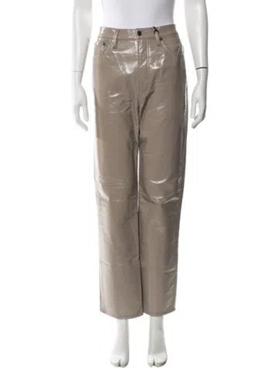 Pre-owned Agolde Leather Straight Leg Pants W/ Tags In Neutrals