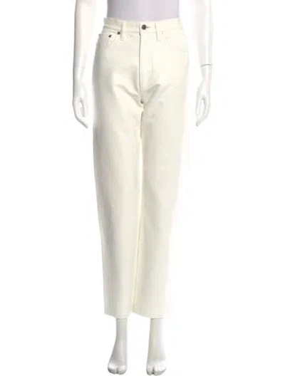 Pre-owned Agolde Leather Straight Leg Pants In White