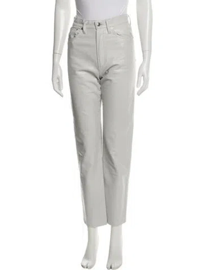 Pre-owned Agolde Leather Straight Leg Pants In White