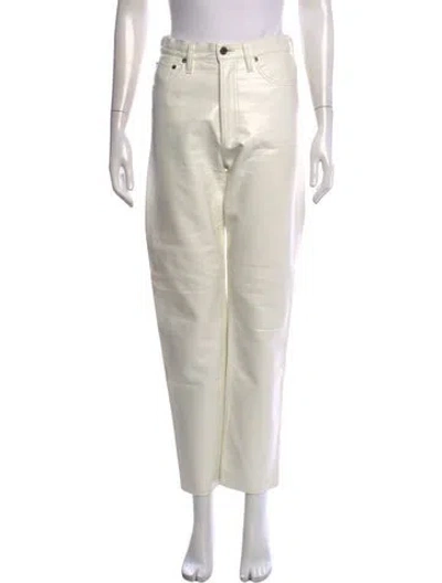 Pre-owned Agolde Leather Straight Leg Pants In White
