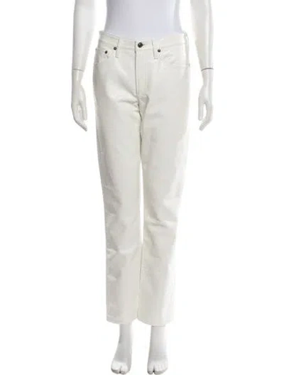 Pre-owned Agolde Leather Straight Leg Pants In White
