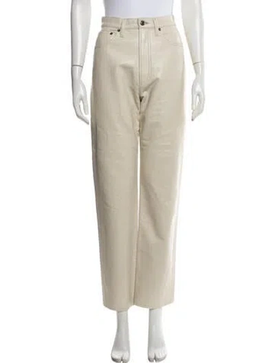 Pre-owned Agolde Leather Straight Leg Pants In White