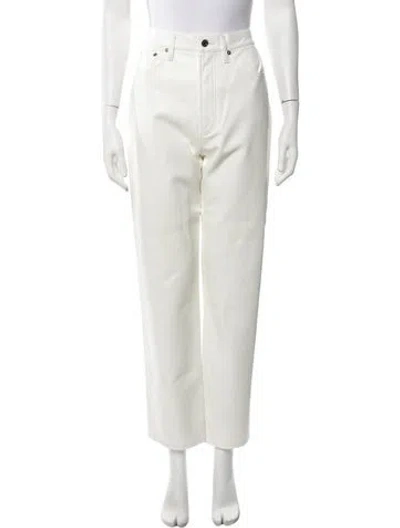 Pre-owned Agolde Leather Straight Leg Pants In White