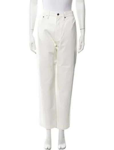 Pre-owned Agolde Leather Straight Leg Pants In White