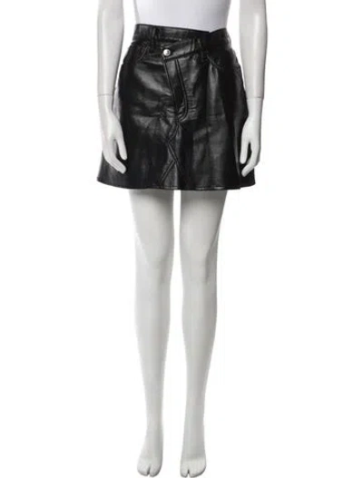 Pre-owned Agolde Leather Trim Embellishment Mini Skirt In Black