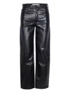 Agolde Leather Croc-embossed Arc Wide-leg Jeans In Multi