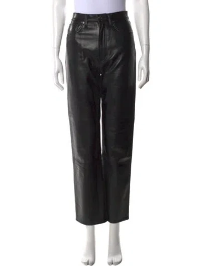 Pre-owned Agolde Leather Wide Leg Pants In Black