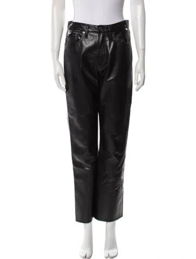 Pre-owned Agolde Leather Wide Leg Pants In Black