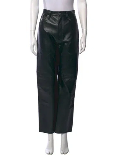 Pre-owned Agolde Leather Wide Leg Pants In Black