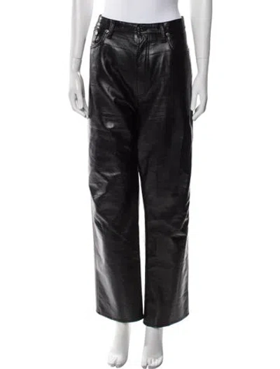 Pre-owned Agolde Leather Wide Leg Pants In Black