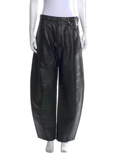 Pre-owned Agolde Leather Wide Leg Pants In Black