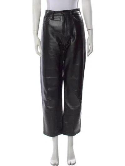 Pre-owned Agolde Leather Wide Leg Pants In Black