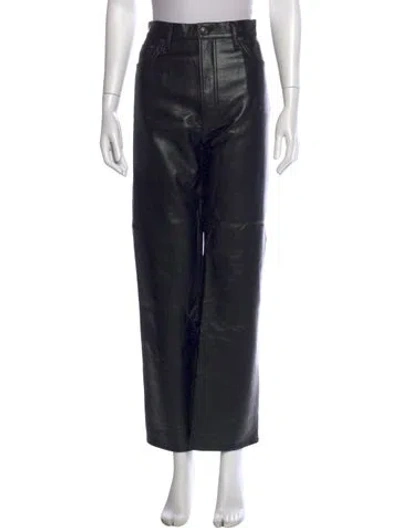 Pre-owned Agolde Leather Wide Leg Pants In Black
