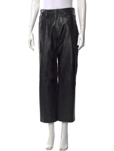 Pre-owned Agolde Leather Wide Leg Pants In Black