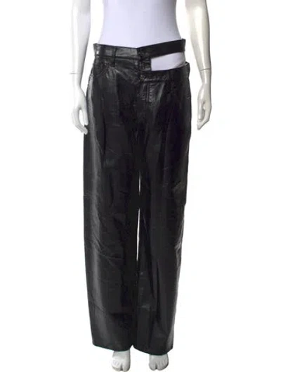 Pre-owned Agolde Leather Wide Leg Pants In Black