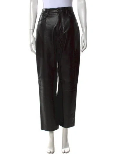Pre-owned Agolde Leather Wide Leg Pants In Black